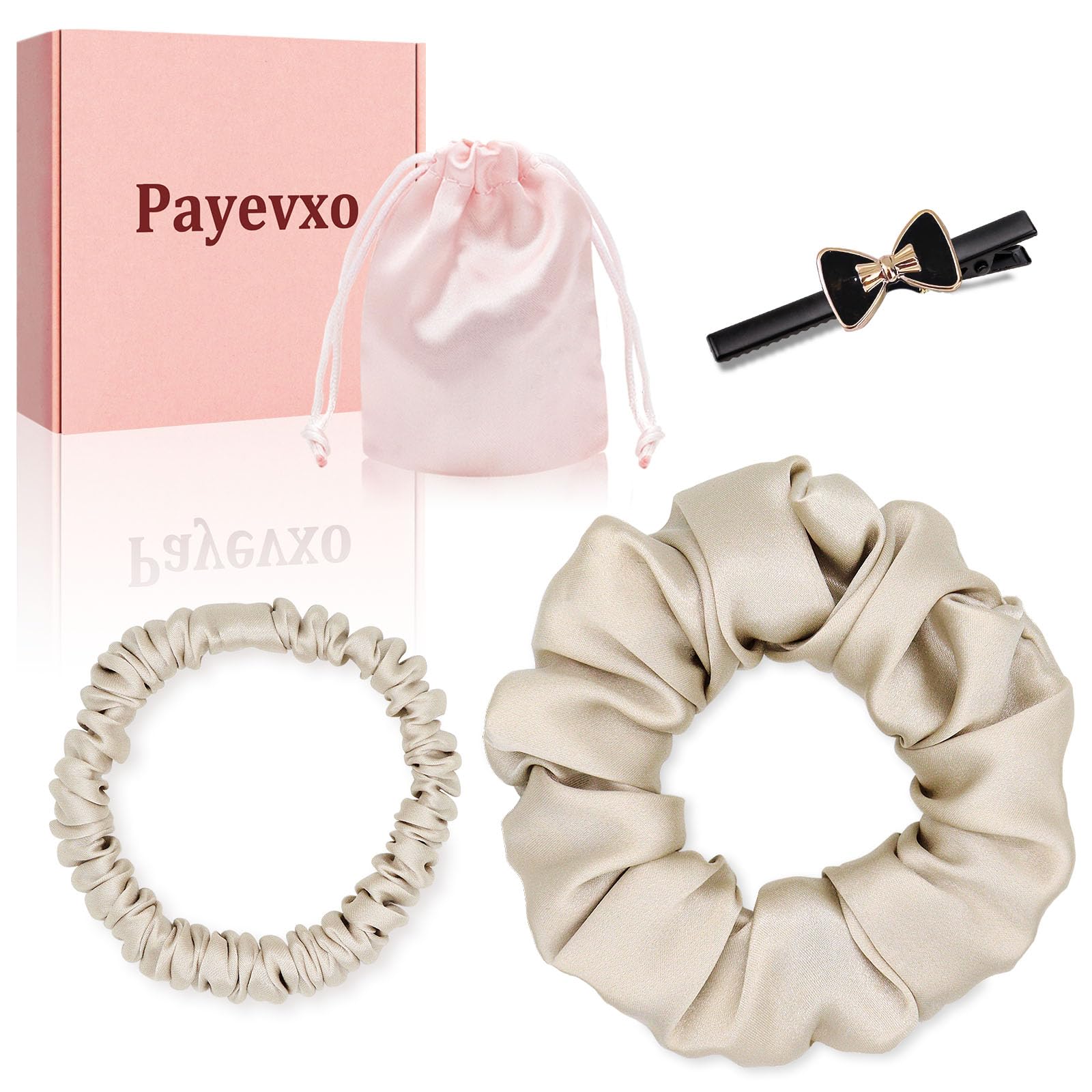 Amazon | Payevxo シルク ヘアゴム シュシュ シルク 100％ 髪に