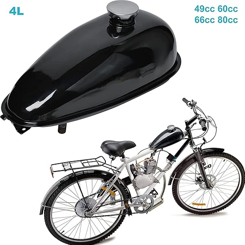 Miniatura 7 de Depósito de combustible de acero de 4L con tapa, se adapta a bicicletas motorizadas de 49cc 50cc 60cc 66cc 80cc 90cc, kit de reemplazo de tanque de
