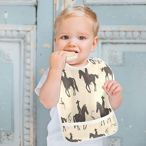 Miniatura 4 de MCHIVER Baby Bibs for Baby Boy Girl Waterproof Feeding Bib Apron Cotton Food Eating Bib 2 Packs