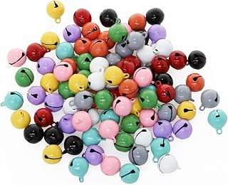 100Pcs Jingle Bells, BetterJonny 14mm 10 Sweet Colors Small Bell Metal Craft Bells, Pet Decoration Bells DIY Bells for Wreath, Christmas, Holiday Home Party & Festival Decorations and Jewelry Making