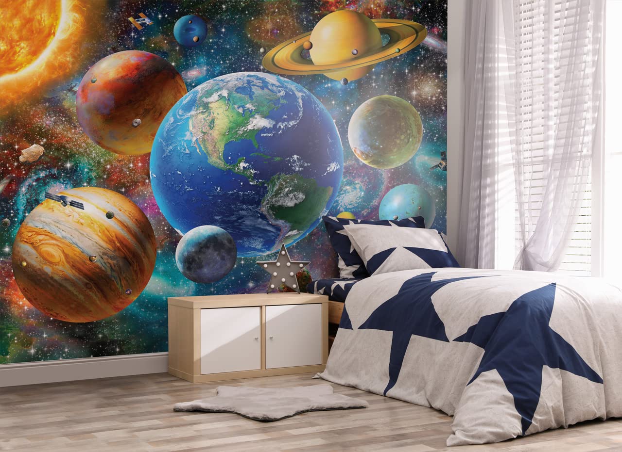Walltastic Solar System Wallpaper Mural, Childrens Bedroom, Playroom, 8 feet High x 10 feet Wide, 1 Size