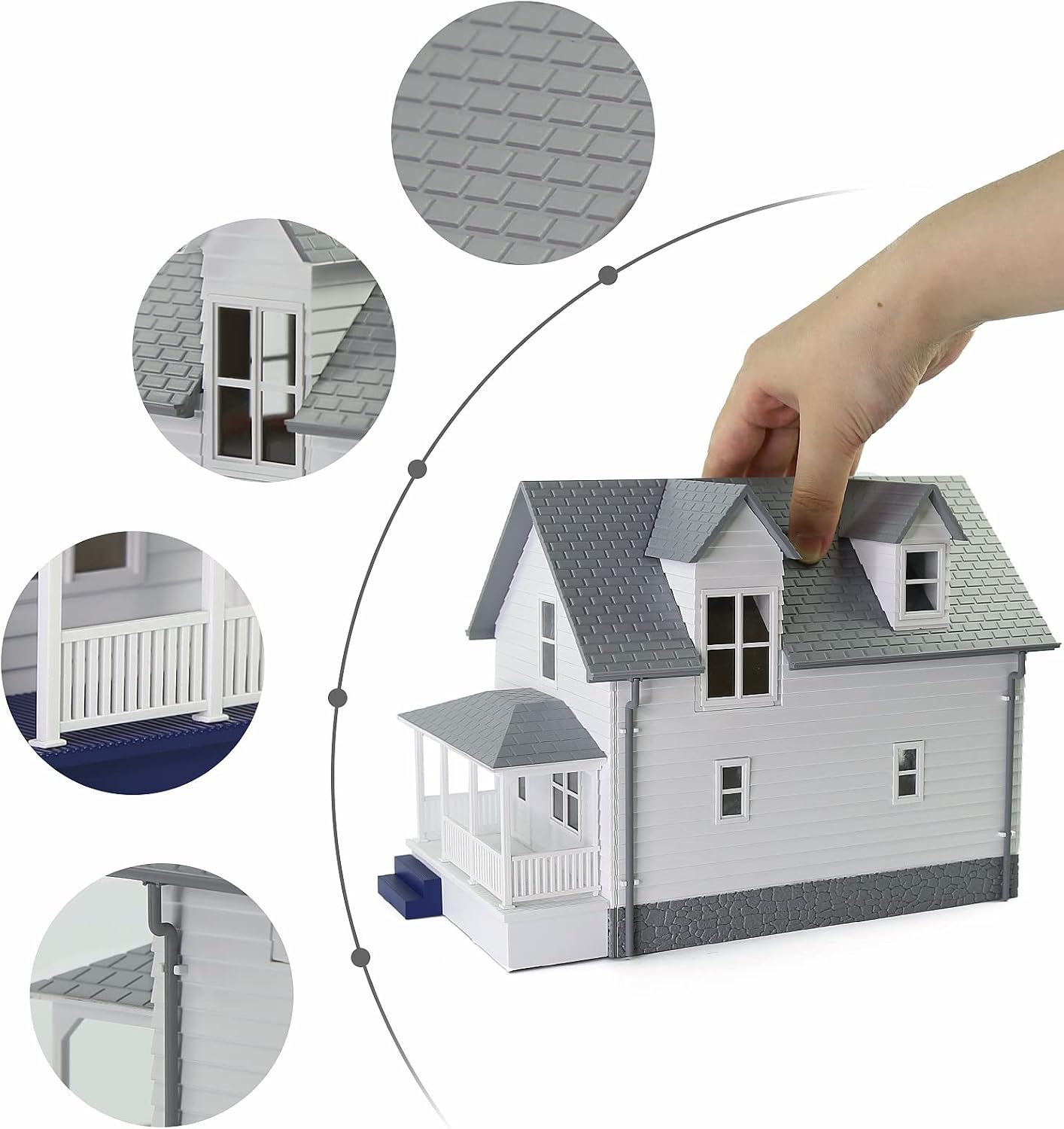 O Scale Model Building 1:50 Christmas Village Residential Modern House Assembled Architectural for Model Train Layout Diorama JZO01 (White)
