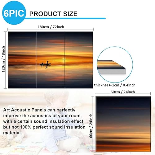 Miniatura 2 de JBER Art Acoustic Panels Decorative, 6 Pack Acoustic Panels Art for Wall Decoration with Self Adhesive, Suitable for Recording Studio, Home