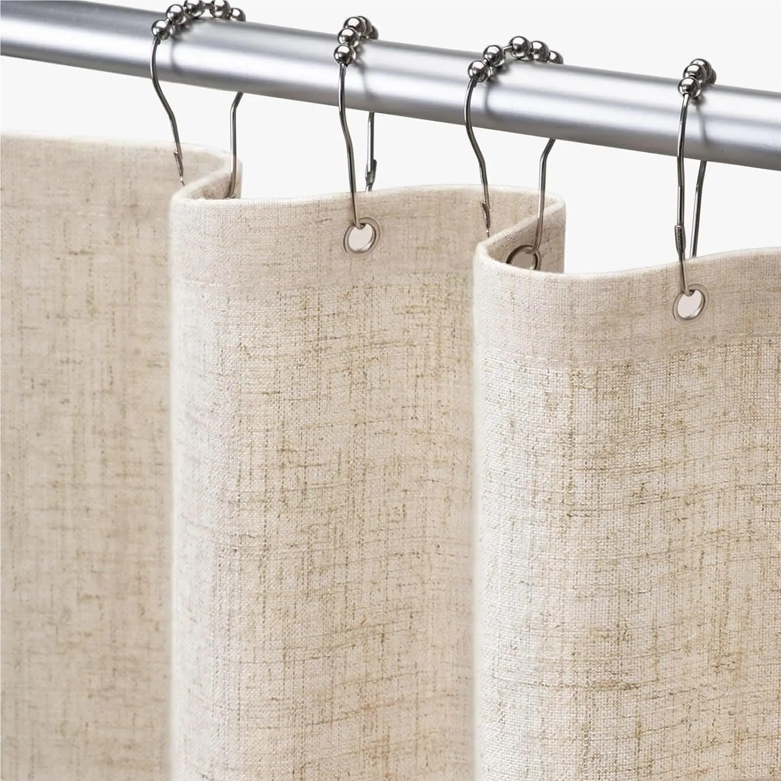 MZSKLW Shower Curtain Linen Shower Curtain Beige Boho Farmhouse Curtains For Bathroom Natural Cloth Cotton Fabric Liner Cream