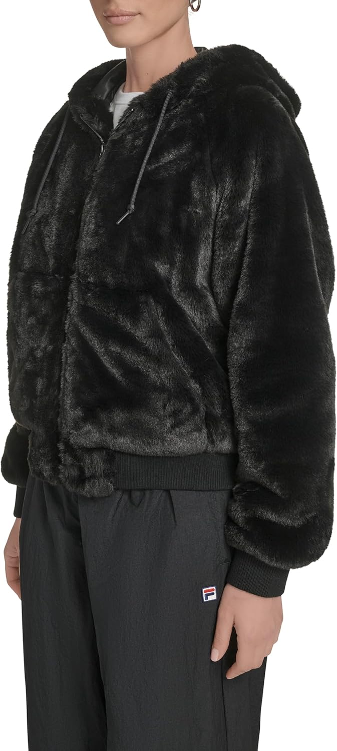 Champion womens Faux Fur Hoody Bomber Jacket - Image 3