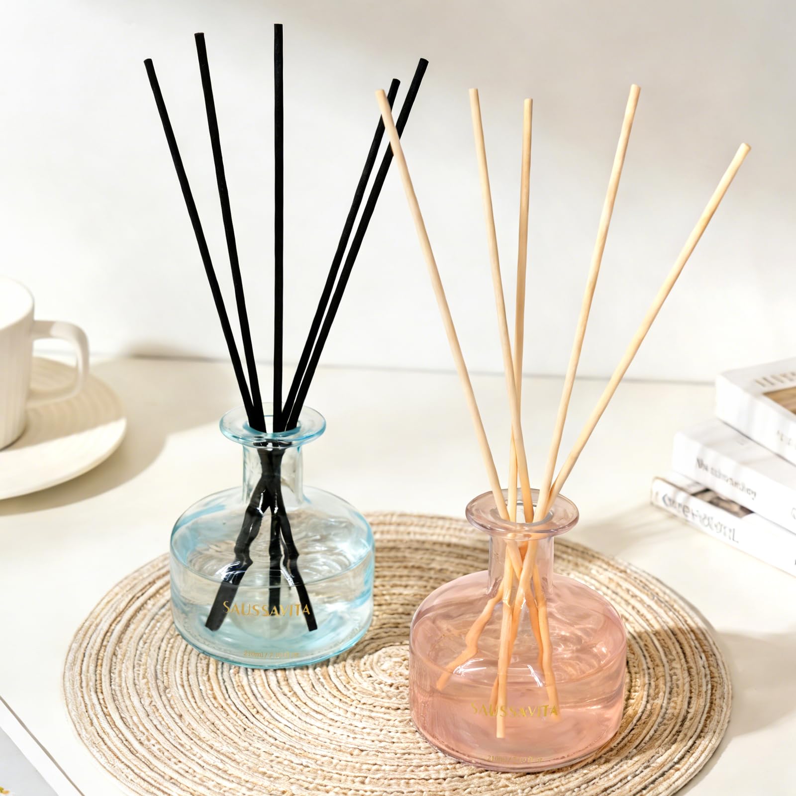 100 Pièces Bâtons de Diffuseur de Roseaux,Diffuseur Parfum Bâtons,Couleur Bois Noir et Naturel