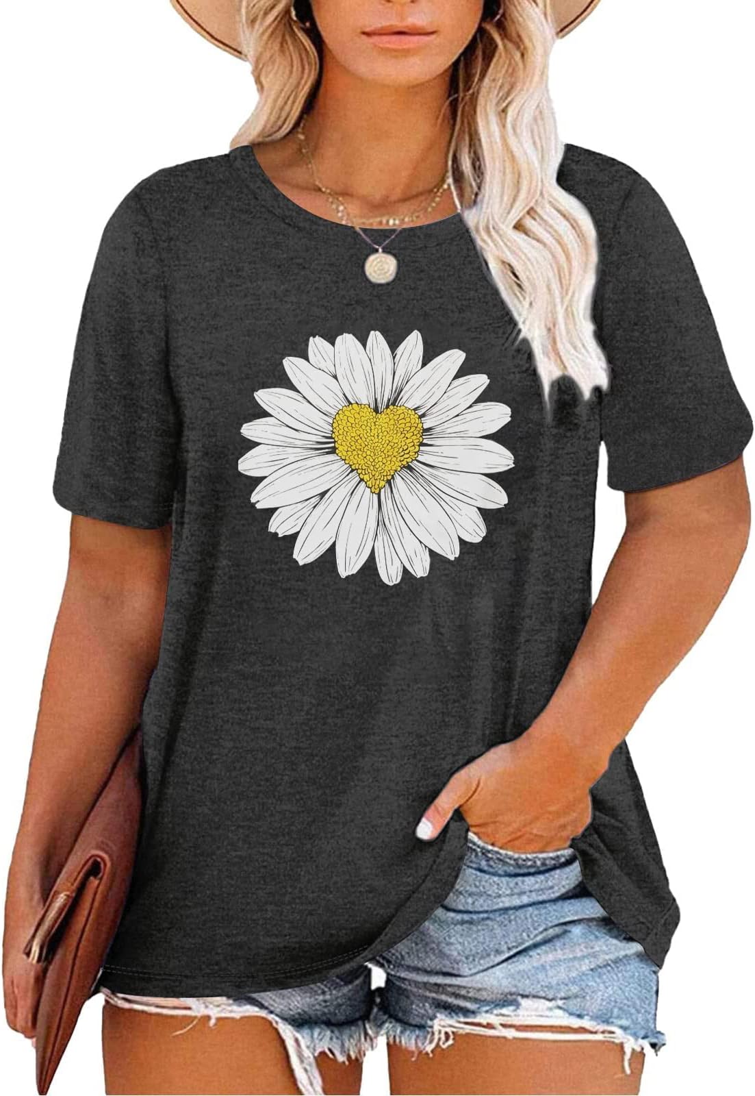 HDLTEWomen Plus Size T Shirts Short Sleeve Casual Graphic Tee Tops