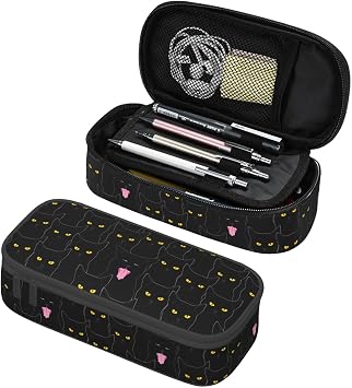 Black Cat Pattern Pencil Case Organizer Big Capacity Pencil Pouch Stationery With Zipper School Supplies Pencil Bag For Girls Boys Office