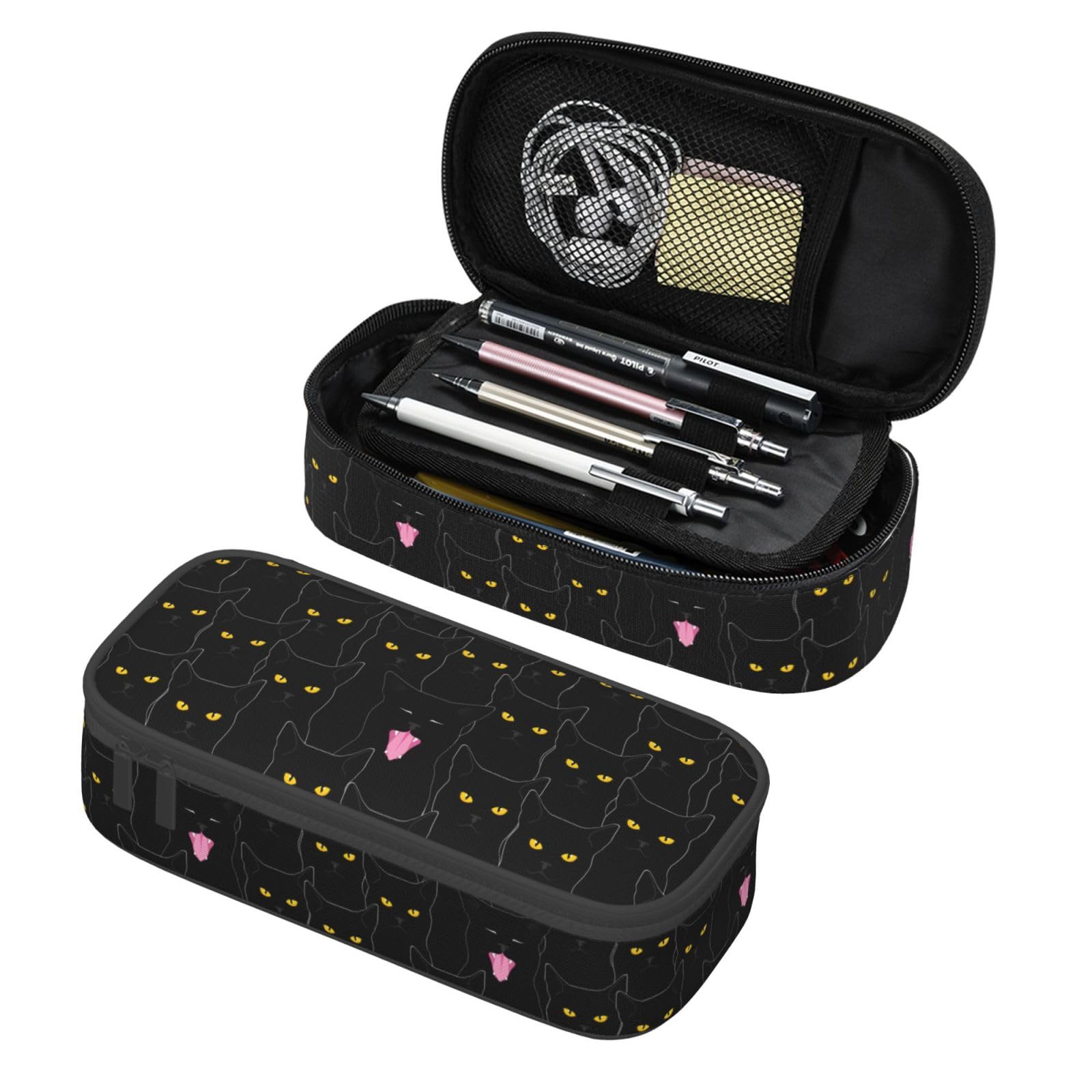 Black Cat Pattern Pencil Case Organizer Big Capacity Pencil Pouch Stationery With Zipper School Supplies Pencil Bag For Girls Boys Office
