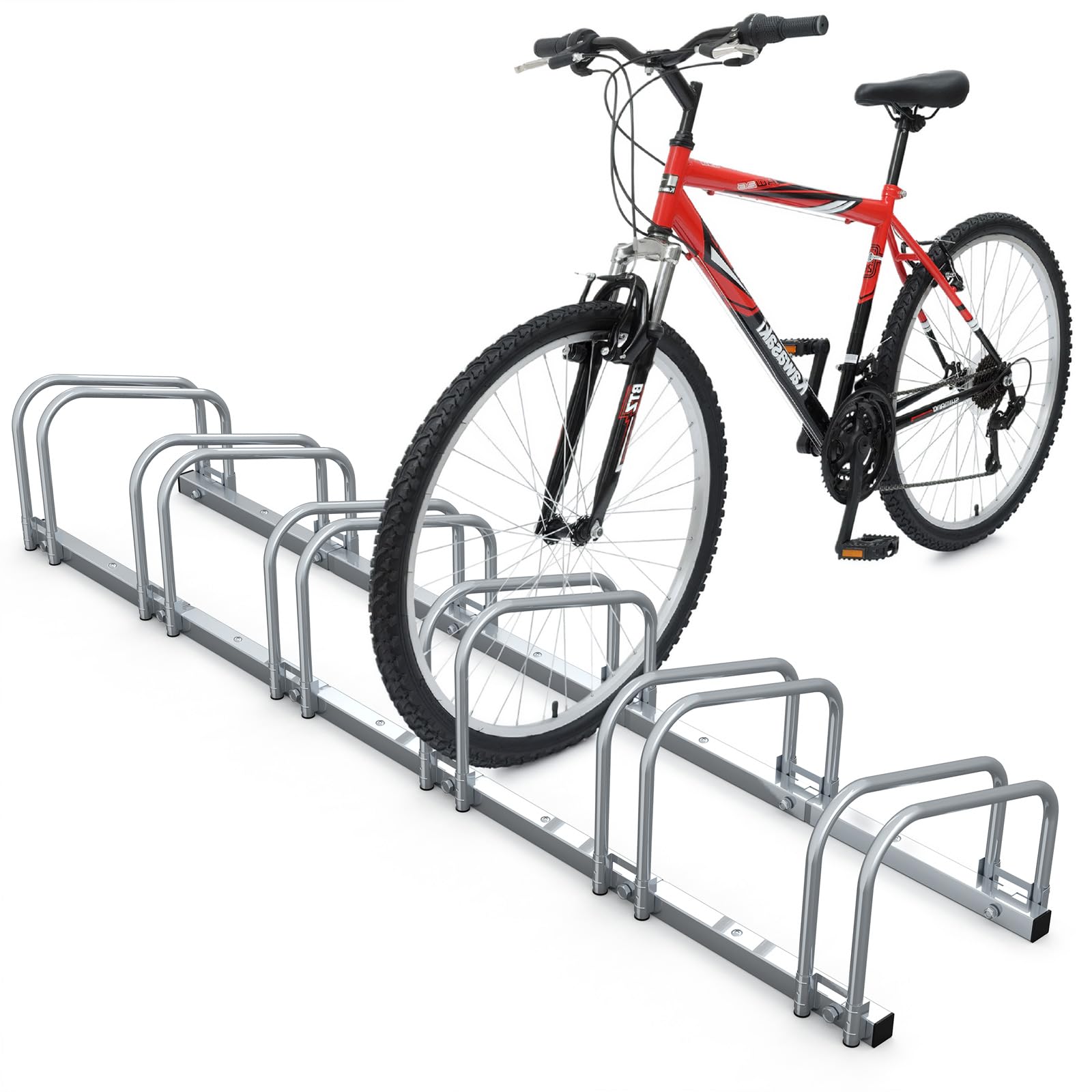 vounot® Râtelier Vélo 6 Vélos Range Vélo Système Range Vélo Rangement pour Vélo Support pour Bicyclette Sol ou Mural en Acier Revêtu Support de Rangement Vélo Jardin ou Garage Râtelier Familial