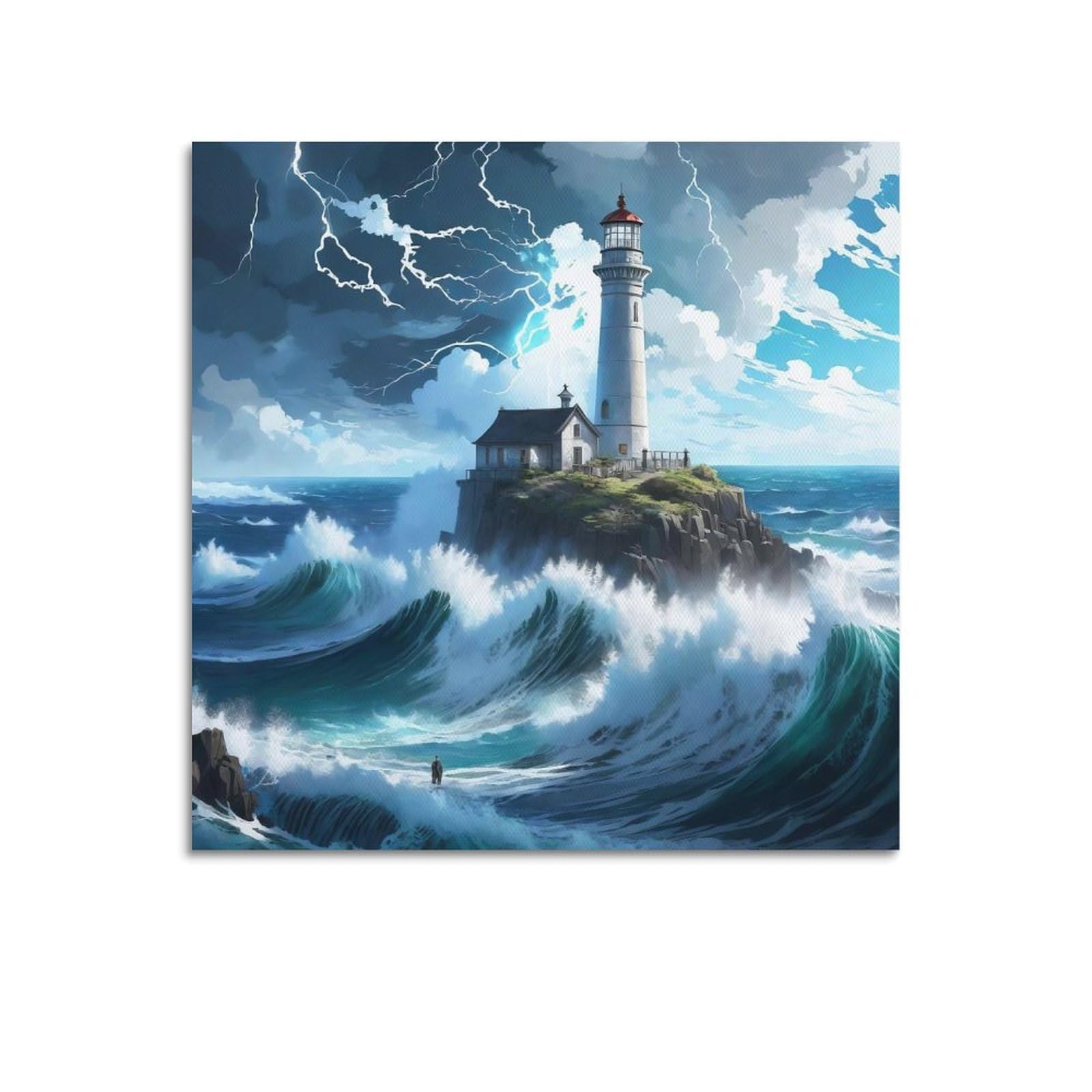 CXHJCA Lighthouse Poster Stormrider's Light Poster Decorative Painting Canvas Wall Posters And Art Picture Print Modern Family Bedroom Decor Posters 28x28inch(70x70cm)