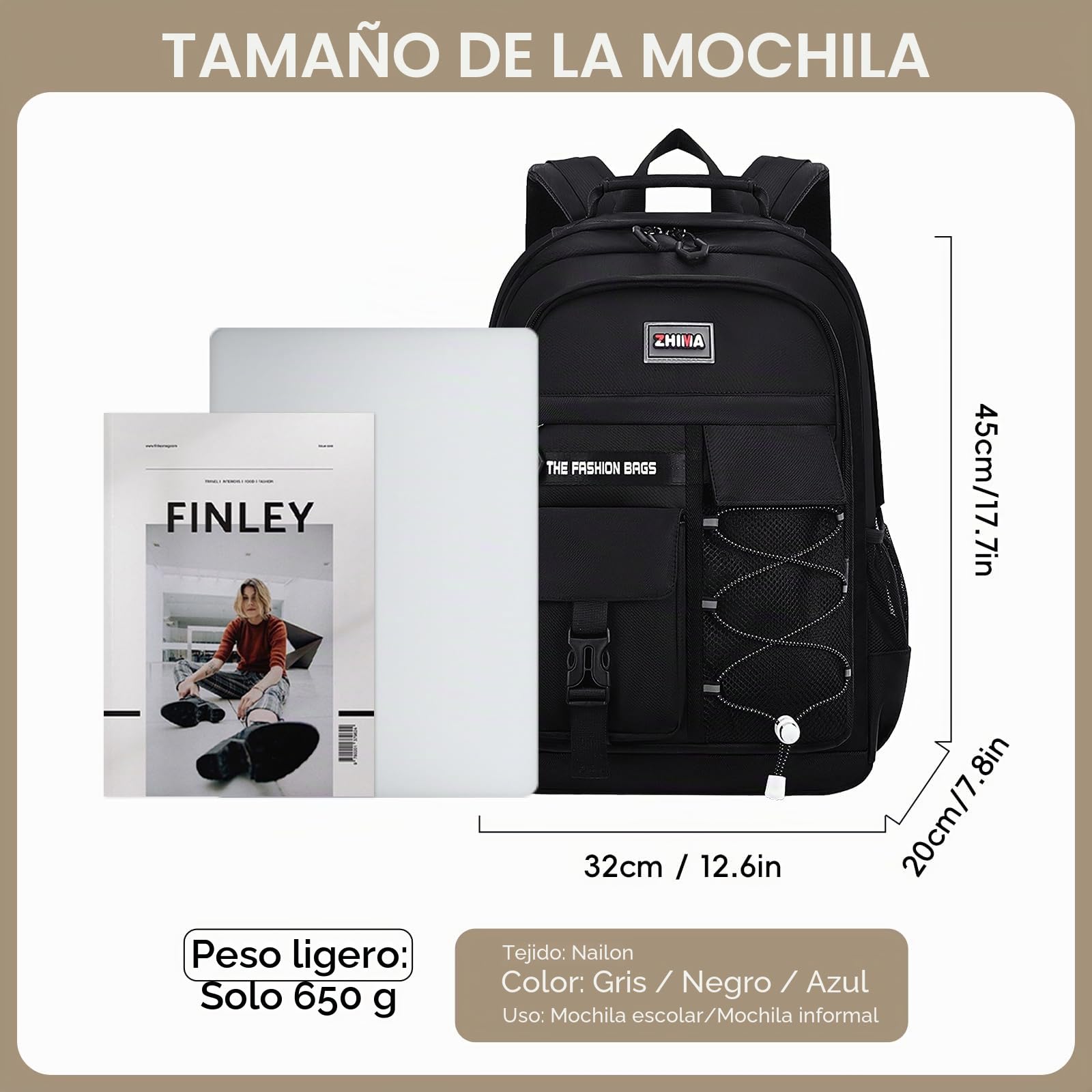 Amythe Mochila Grande Adolescente Niño Instituto