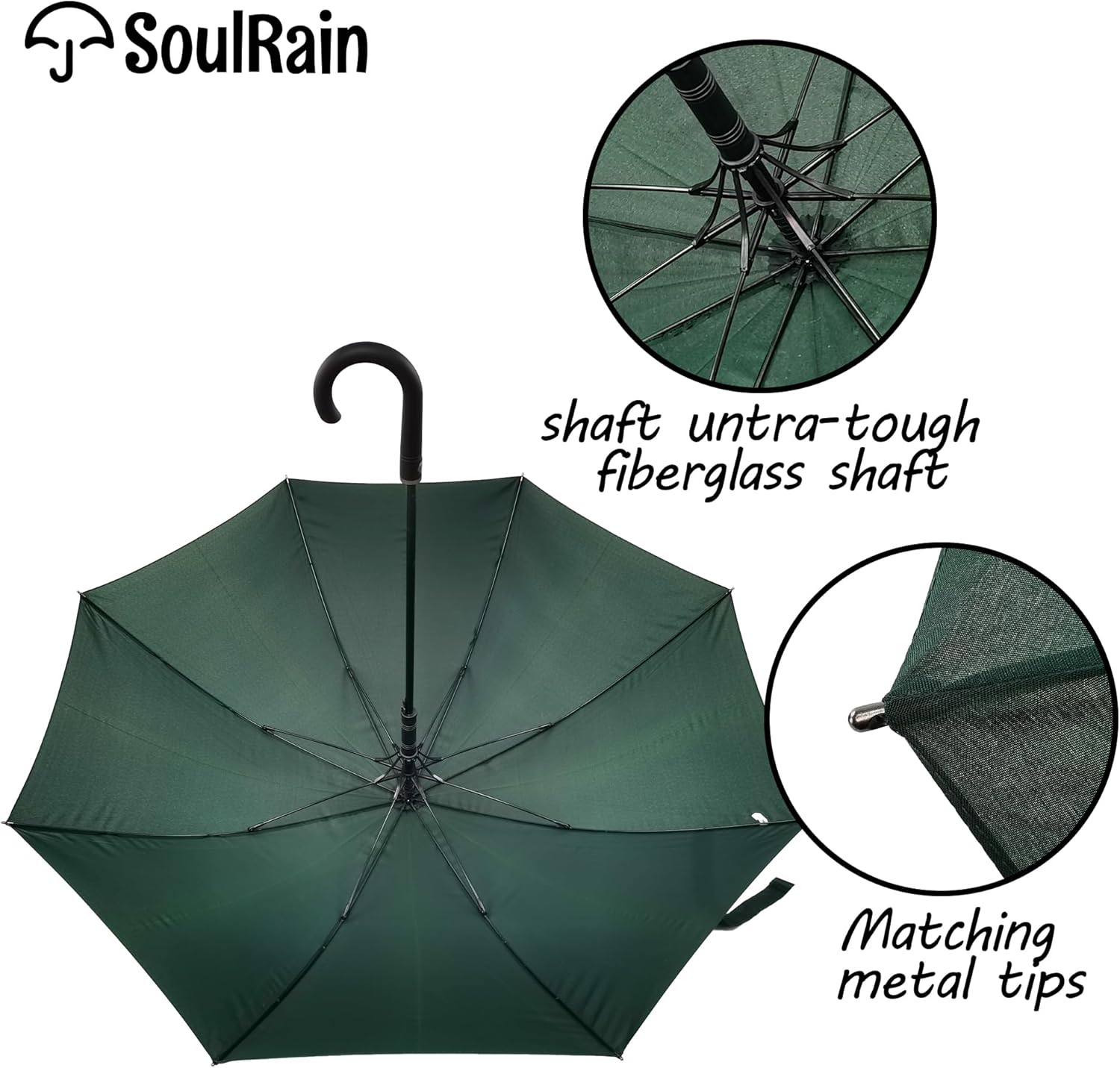 SoulRain 50 Inch Large Stick Umbrella Windproof Automatic Open Oversized J Handle Umbrellas for Men and Women Unbreakable Strong Travel Golf Umbrella - Image 6