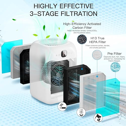 Miniatura 3 de Aircillin Paquete de 2 purificadores de aire para el hogar, habitación grande de hasta 690 pies cuadrados cada uno, purificadores de aire HEPA para
