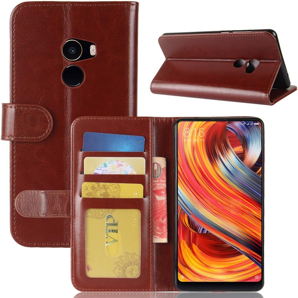 Oujiet-eu CN Funda para xiaomi mi Mix 2 Funda Flip Cuero de la PU+ Cover Case de Silicona Protección Fija 2