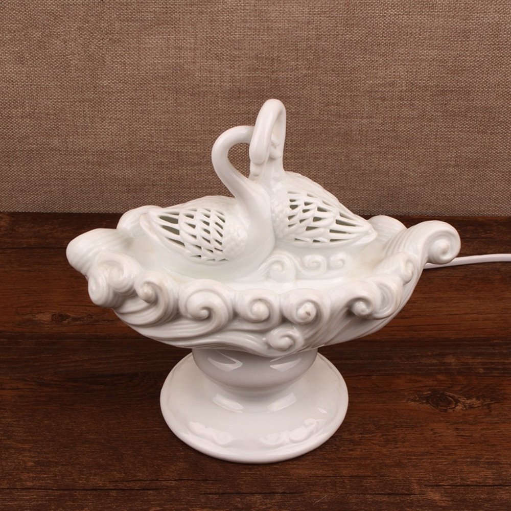 Amazon.com : Electronic Oil Aroma Diffuser Lamp Ceramic Hollow Swan ...