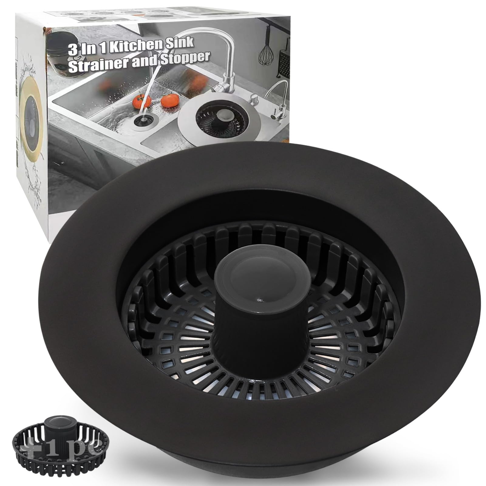 Anlige Kitchen Sink Drain Strainer, 3 in 1 Pop Up Kitchen Sink Stopper