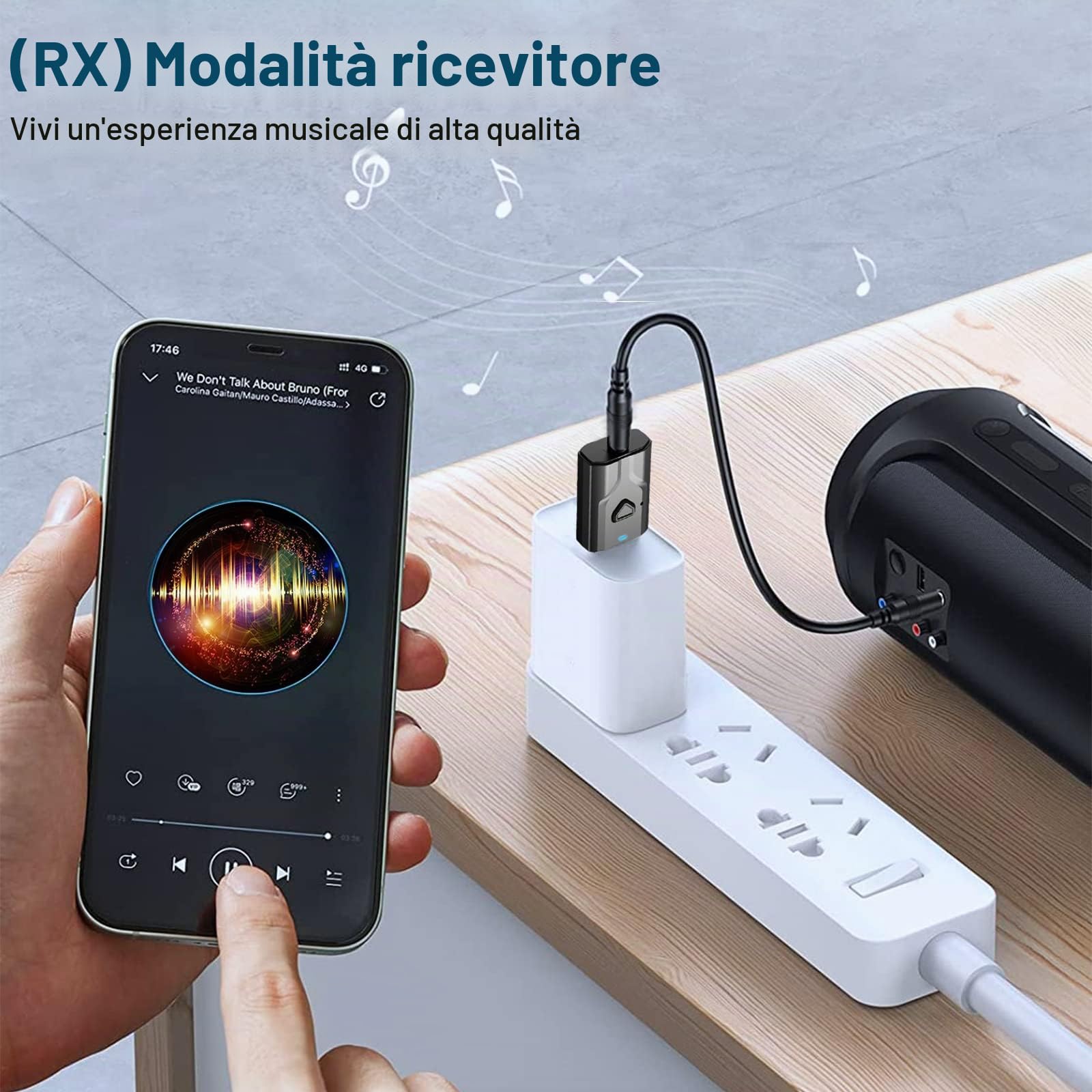 Adattatore USB Bluetooth per TV, ricevitore trasmettitore Bluetooth 2 in 1, mini Chiavetta audio portatile BT5.0 con jack 3,5mm per TV/PC/Cuffie/Altoparlanti/Auto/Stereo