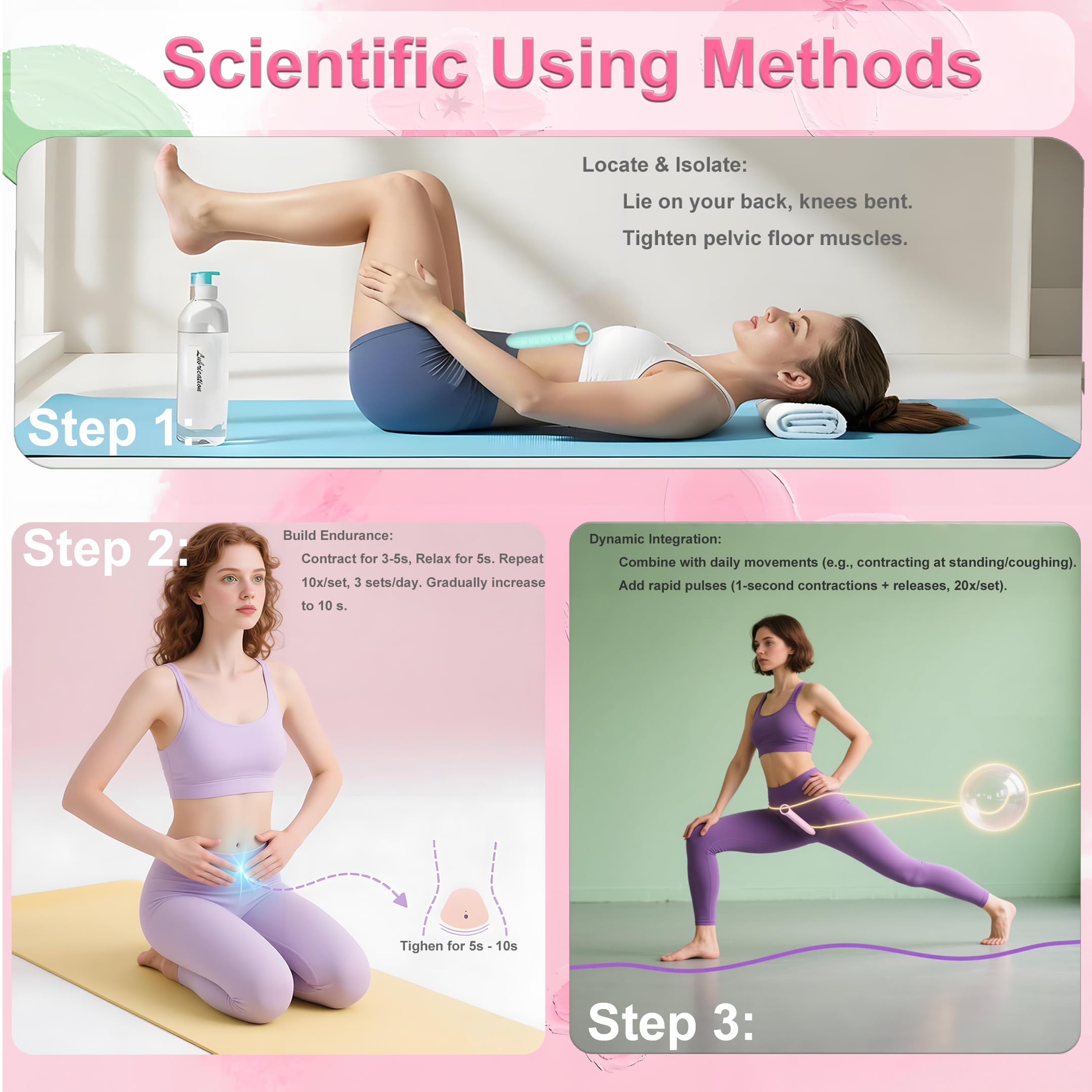 Dilatatori per Pavimento Pelvico Donna - Dilatatore Vaginale - Allenatore Muscolare Progressivo - Esercizi per Controllo Della Vescica e Pavimento Pelvico - Esercizi di Kegel - per Donna - 5 Pezzi Set