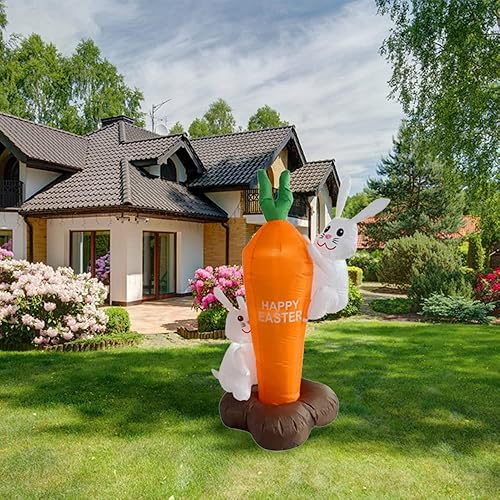 Miniatura 2 de Conejo inflable de Pascua con zanahoria LED integrado decoración navideña para fiestas de vacaciones patio jardín