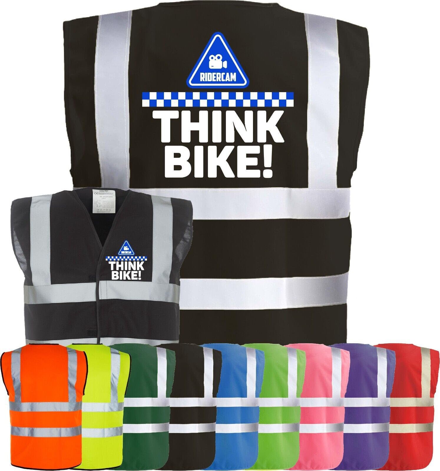 Corporate Togs THINK BIKE RIDERCAM Safety Waistcoat - MOTORBIKE BIKER High Visibility Safety Vest, Fastening and Fully EN471 | Personal Protective Equipment