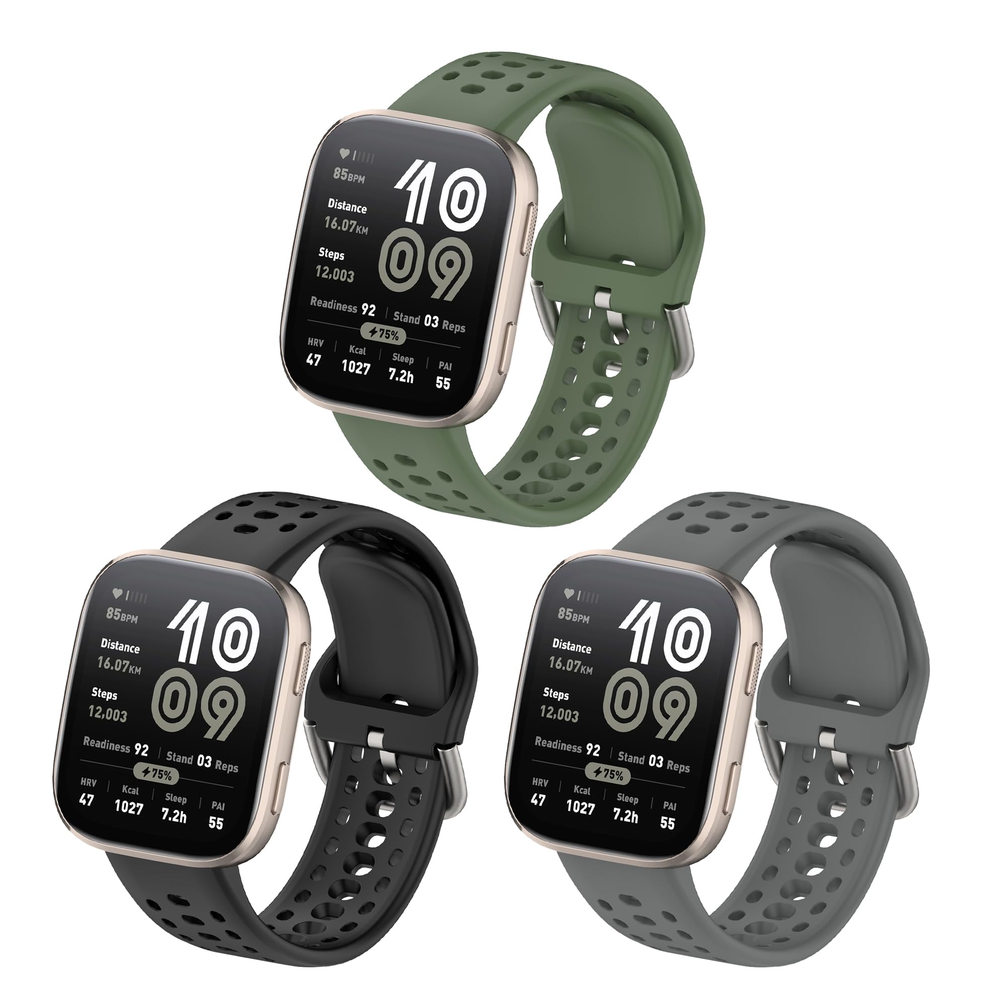 22mm Silicona Correa Compatible con Amazfit Bip 6/Amazfit Bip 5 Brazalete, Pulsera de Repuesto de Ajustable Strap para Amazfit GTR 3 Pro Smartwatch Accesorios