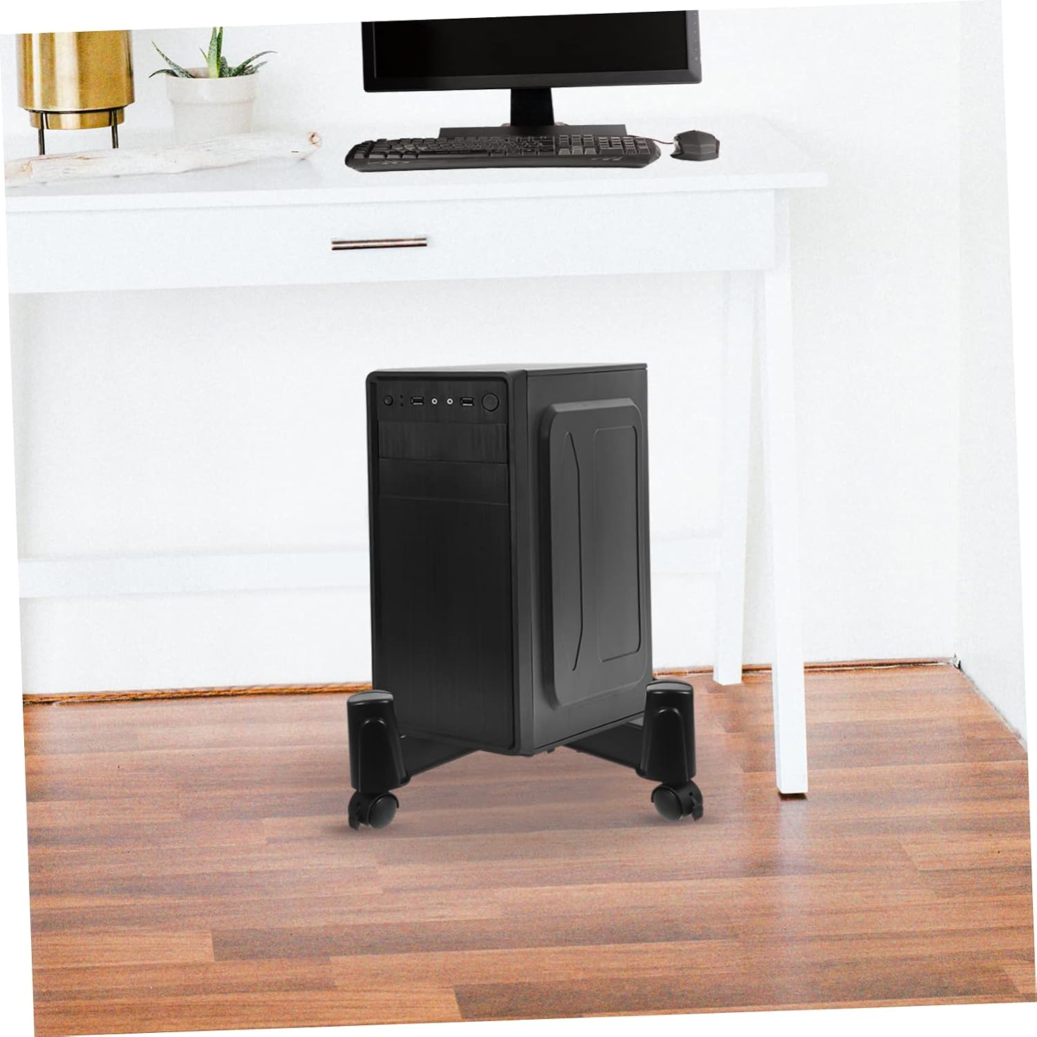 Gadpiparty Household CPU Mobile Stand Wheels Convenient Pc Accessory for Desktop Computer Computer Tower Storage Rack Type Design