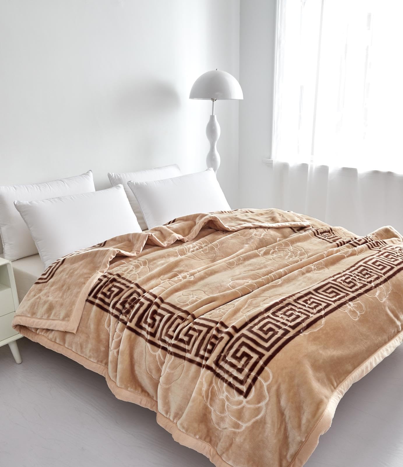 Luxury Weighted Blanket Sofa Throw Super Soft Printed Blanket for Bed and Couch Double PLY King Size Fluffy Blanket 200 x 240 CM (Black Grey) โ image 1
