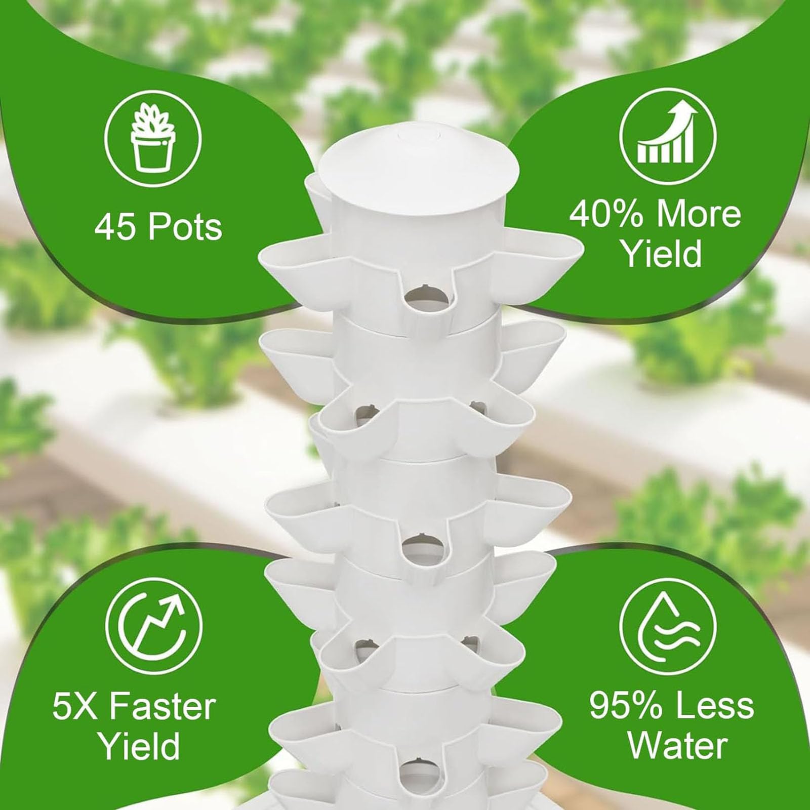 Torre de Cultivo Vertical, Sistema de Cultivo hidropónico para Jardines Interiores y Exteriores, Cultivo sin Suelo con Bomba de Agua y depósito de Agua extraíble