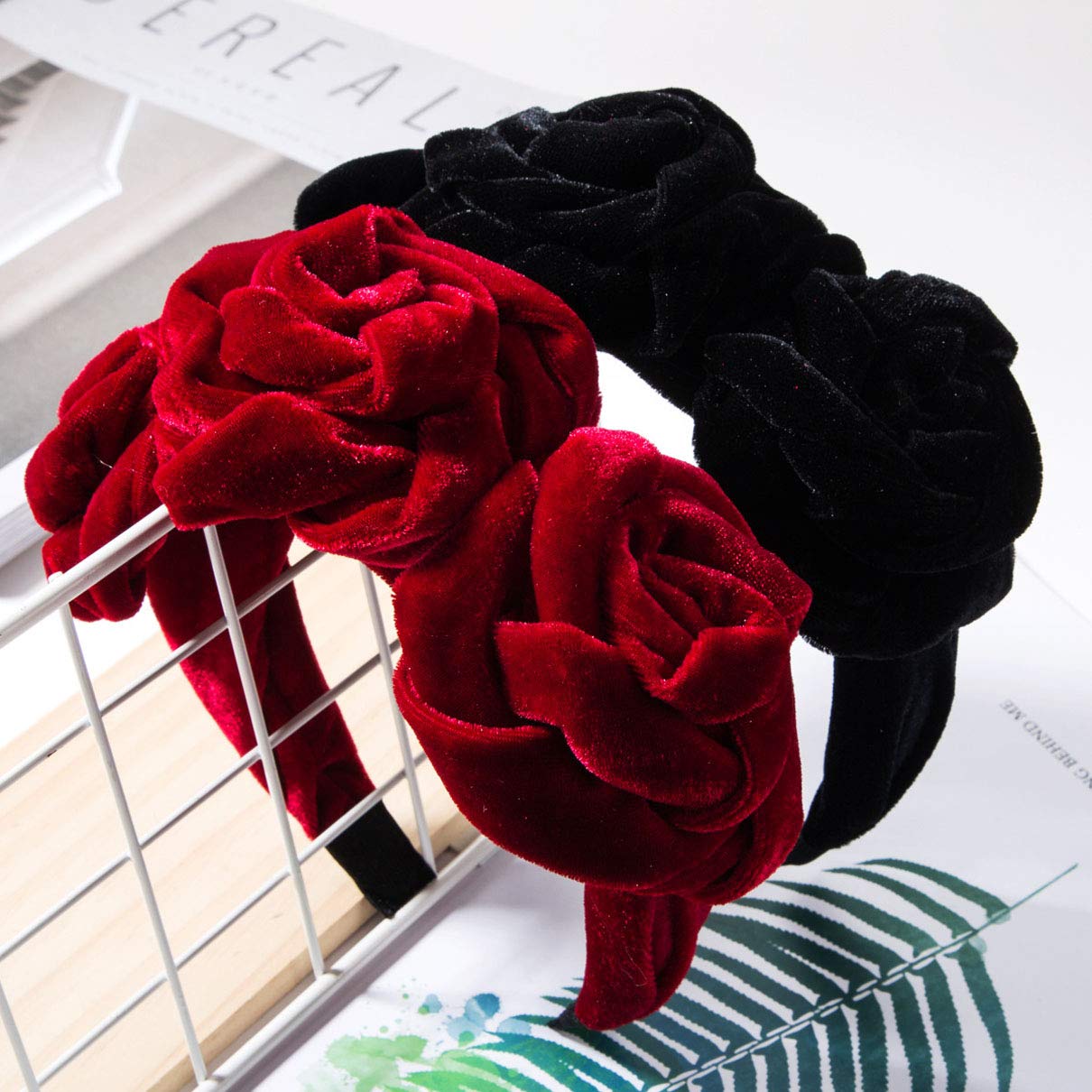 Amazon.com : Fashion Velvet Wide Headband Rose Flower  display picture 1