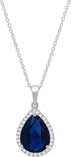 Dazzlingrock Collection Colgante de lágrima de oro blanco de 18 quilates de 0394 x 0276in con corte de pera y diamante de corte redondo para mujer