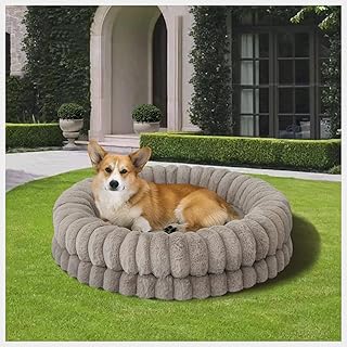 BALANCE Luxury Donut Dog Bed, 30 Inches Round Dog Bed Medium Size Dogs Washable, Orthopedic Calming Dogs Bed for Pets with...