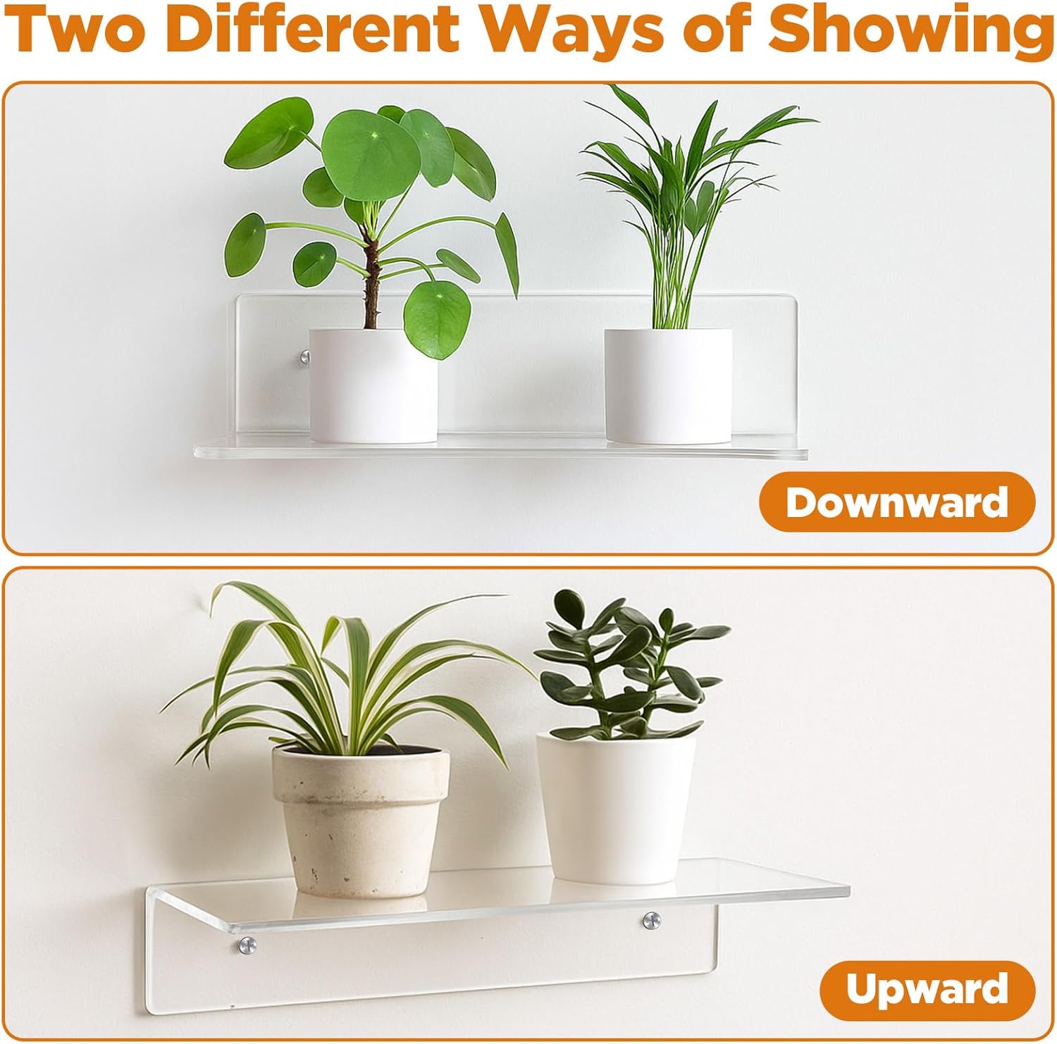 4 Pack 12 Inch L-Shaped Acrylic Floating Shelf Clear Wall Mounted Shelves Invisible 4.3MM Thick Shelf for Wall Storage Clear Shelves for Makeup Photo Picture Book Record Display
