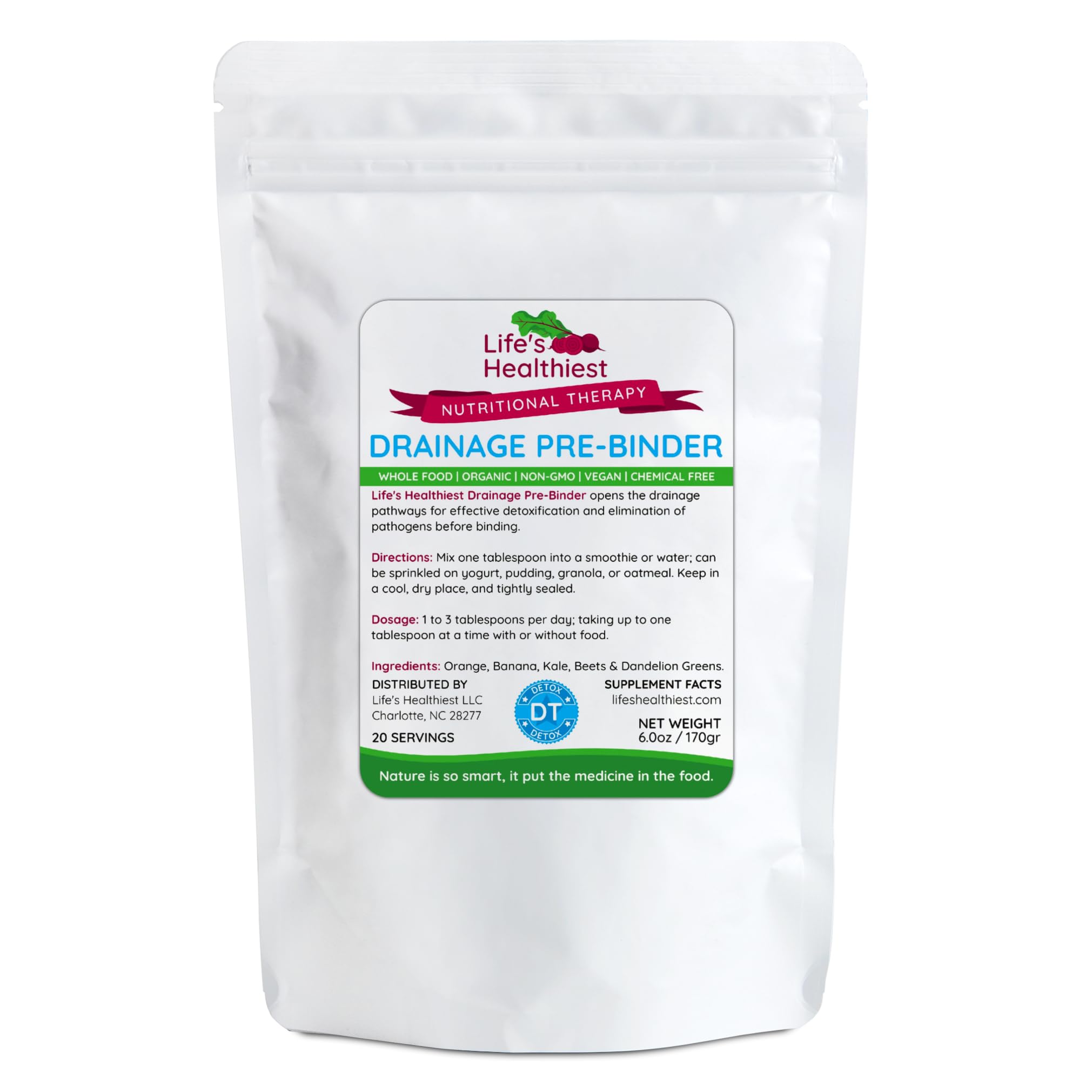 The Beet Lady Life’s Healthiest Drainage GoodFood Powder Blend - 100% bio-Available nutrients from Good Food. Organic, Plant-Based, Non-GMO, Clean and raw. 60 Servings.
