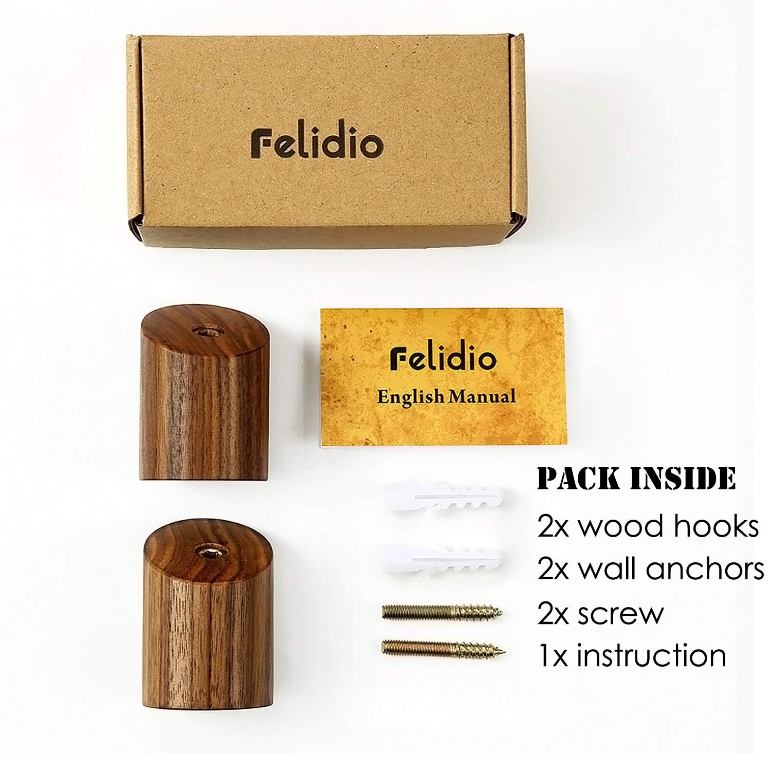 Felidio Wood Wall Coat Hooks Pack Wooden Hooks Hanging