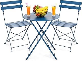 Kromax Outdoor 3 Piece Patio Bistro Set, Folding Bistro Table and Chairs...