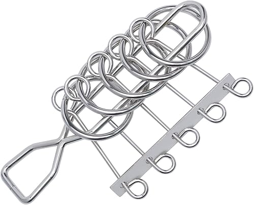 KAILIMENG Rompecabezas de metal de 5 anillos enlazados, rompecabezas de movimiento secuencial duro, juego mental para adultos y niños, juguete