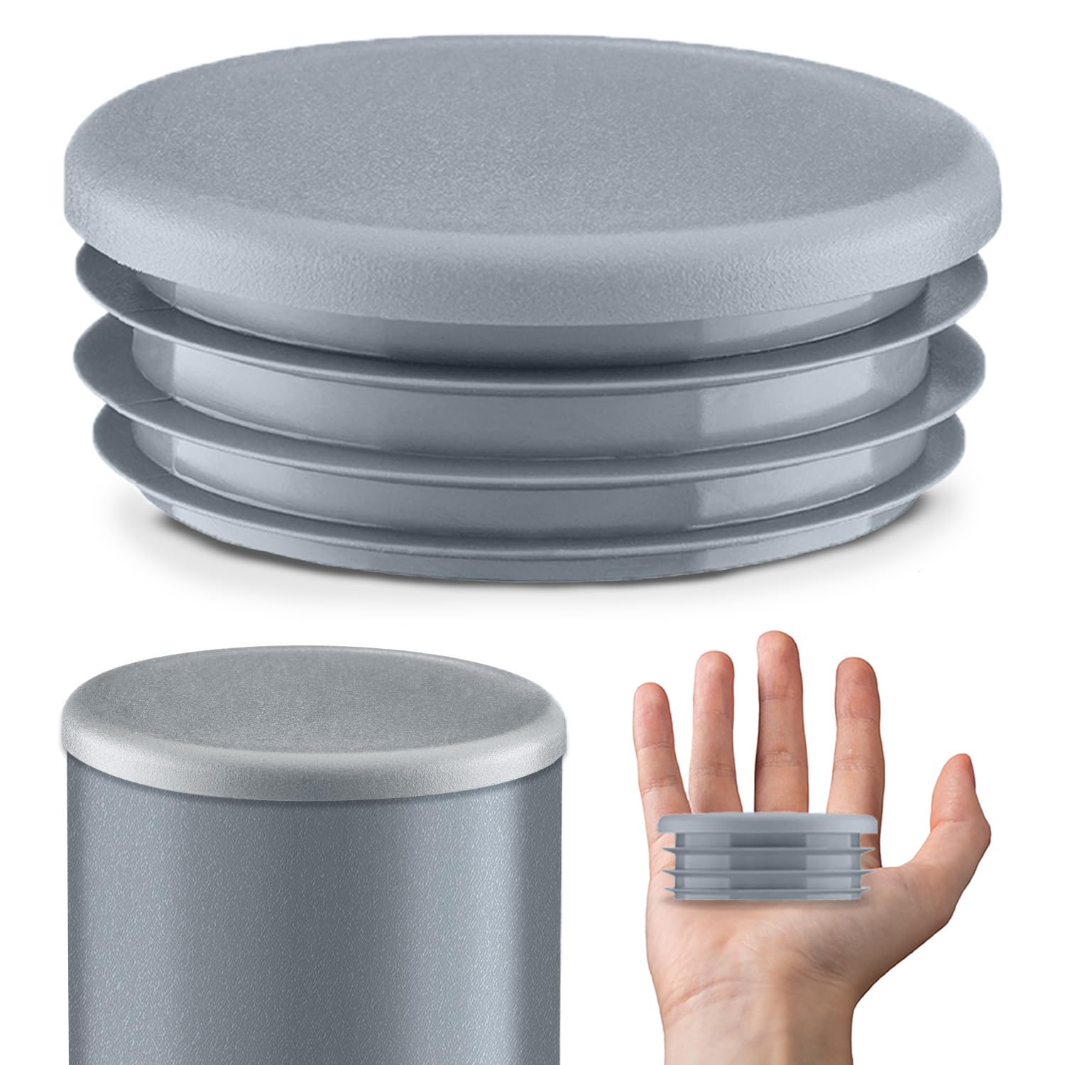 Emfa Grey Lamellar Plugs End Caps For Round Pipe 76 Mm 10 Pcs. Ral 7040 Plastic End Caps 7,6 Cm ®