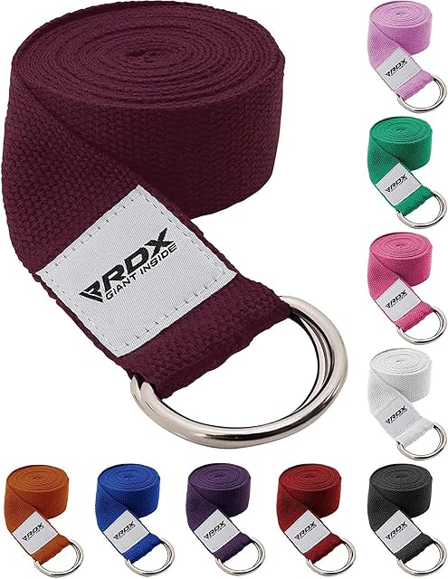 RDX 8ft Yoga Strap with D-Ring Buckle, Durable Polyester Cotton Adjustable Belts for Stretching Pilates Dance Gymnastics General Fitness Holding Poses Flexibility Physical Therapy, Home Gym Workout