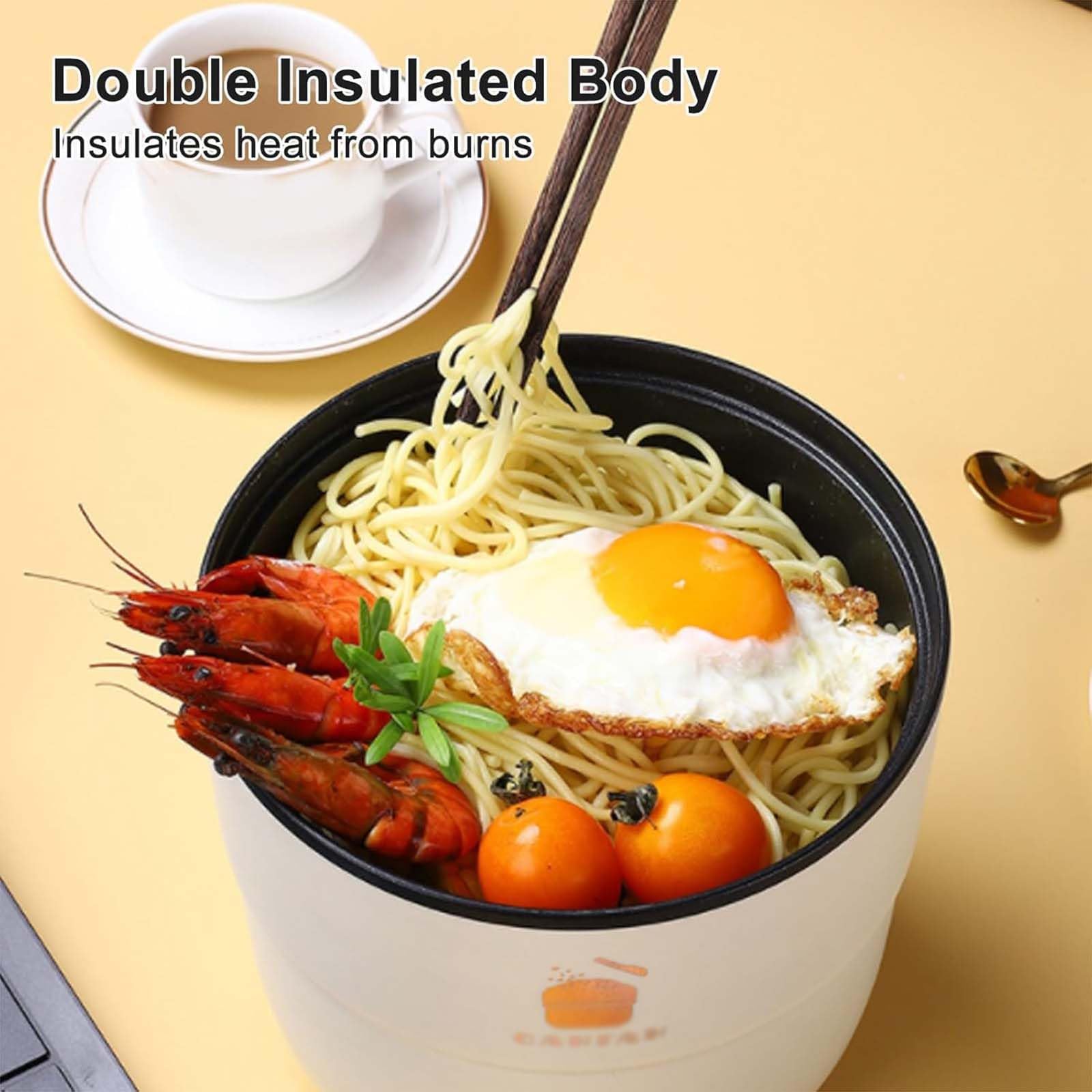 Cuociriso Multifunzione con Rivestimento Antiaderente, Vaporiera, Misurino E Spatola per La Cottura di Riso, Porridge E Zuppe. Brown with Steamer