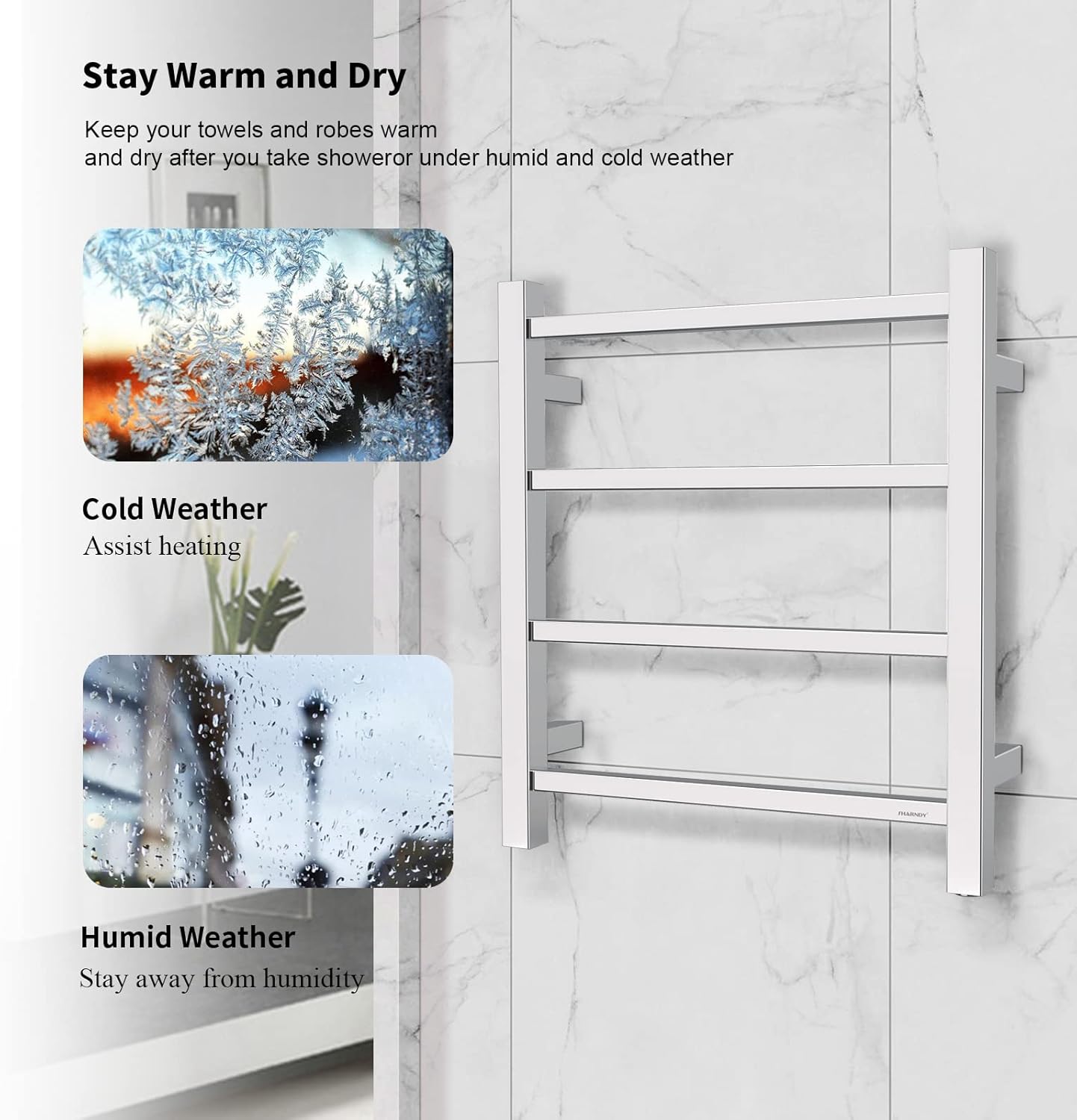 Frее Shірріng 🛒 SHARNDY Towel Warmer Polished Chrome for Bathroom Wall Mounted Bath Towel Heater Plug-in Electric Heated Towel Rack Stainless Steel Square 4 Bars Drying Rack ETW13-2A 35W 19.69x17.71x4.33 inches