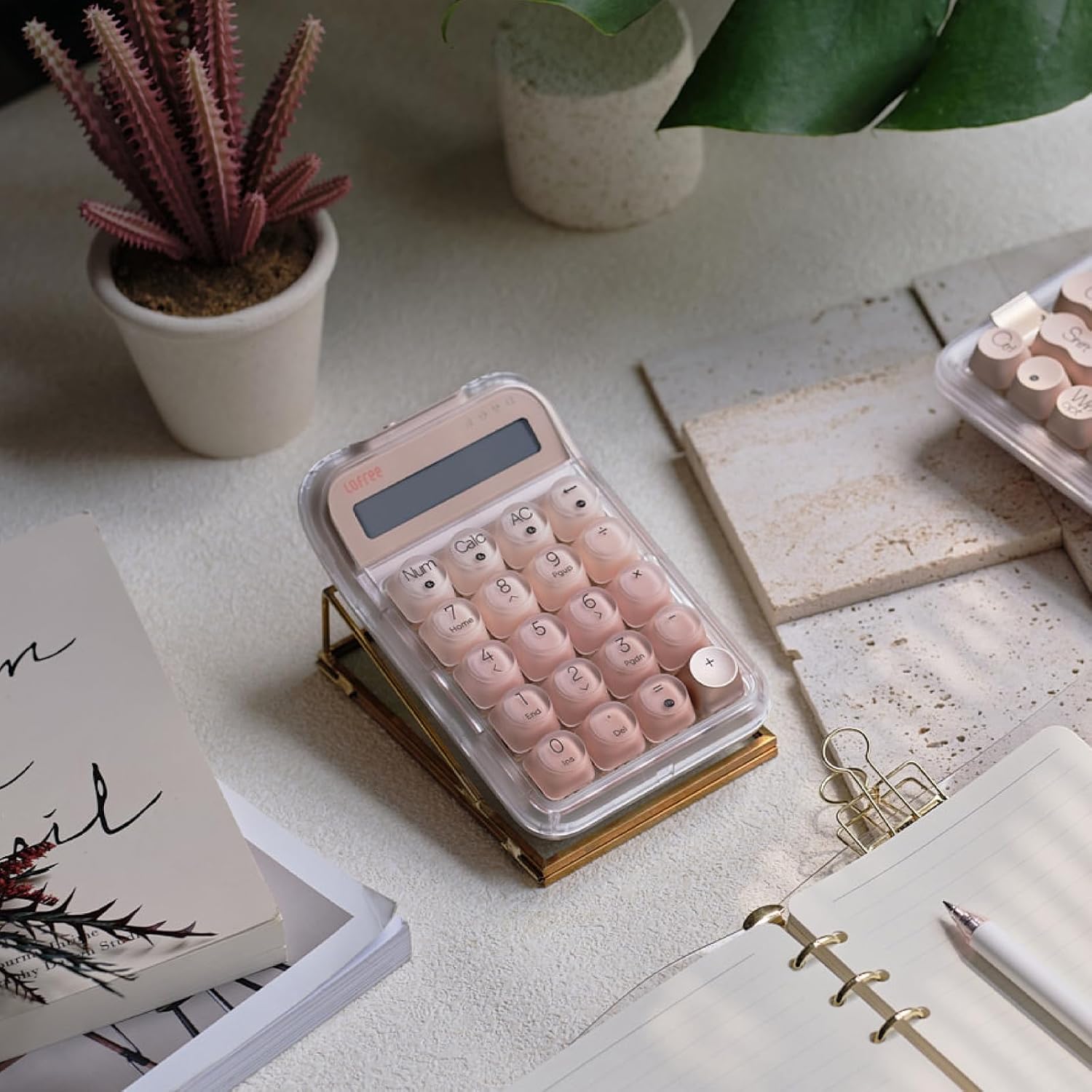 LOFREE Foundation Tri-Mode Wireless Numpad in a workspace