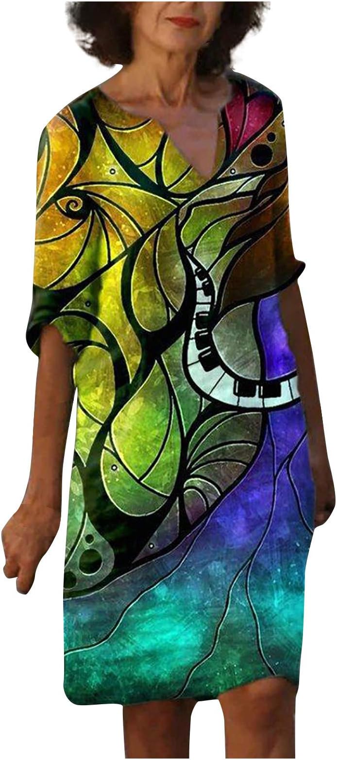 Summer Dresses Women 2022 Long Premama Women's DressesRoll-up Sleeve Party with Bright Colors PrintMini Dress Clothes Women Dresses