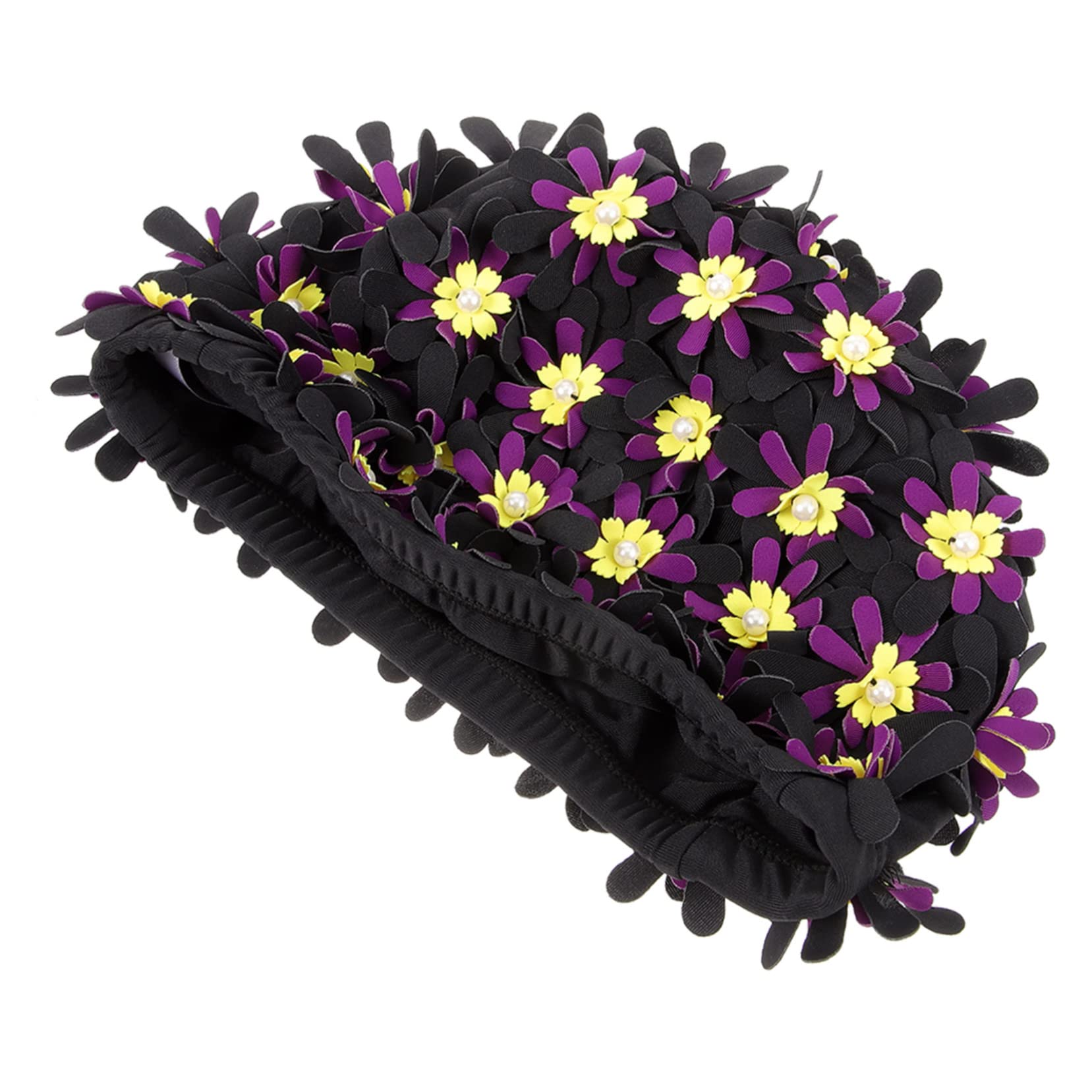 Augmentez Le Chapeau de baignade des Fleurs Cheveux Bonnet de Bain Femme UV Long Bonnet de Bain Fleuri Chapeau de baignade en Tissu Bonnet de Bain à Fleurs Cap Polyester