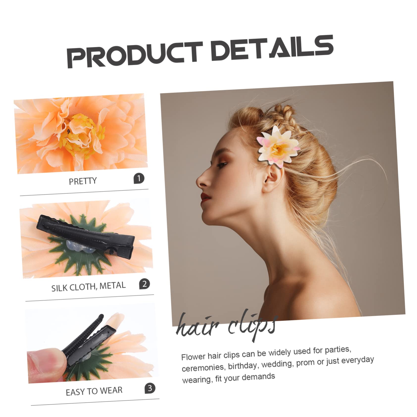 100 Piezas Horquilla De Flores Pequeña Horquilla Pinzas Para El Cabello Lindo Accesorios Para El Cabello Para Mujeres Caso De Traje De Niños Bohemia Presilla Lateral Perder Metal