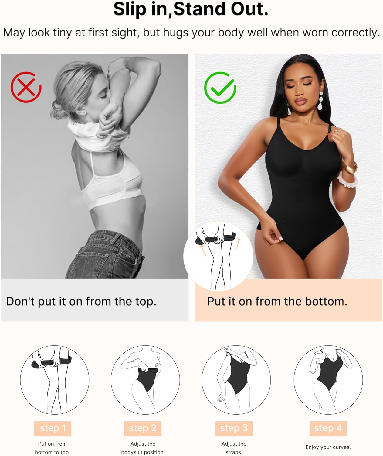 Shapewear Bodysuits for Women Tummy Control Body Shaper Faja Waist Trainer Body Suit Thong V Neck Going Out Tops - Image 6