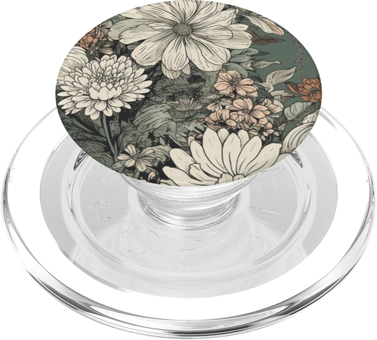 Flower Bouquet Floral Pattern Sage Green with Wildflowers PopSockets PopWallet for MagSafe