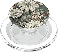 Vista 8 de Flower Bouquet Floral Pattern Sage Green Con PopSockets de flores silvestres PopGrip intercambiables