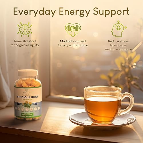 Miniatura 3 de Gomitas de Rhodiola Rosea sin azúcar (1500 mgporción) Suplemento adaptogénico de Rhodiola Rosea y bloqueador de cortisol para rendimiento,