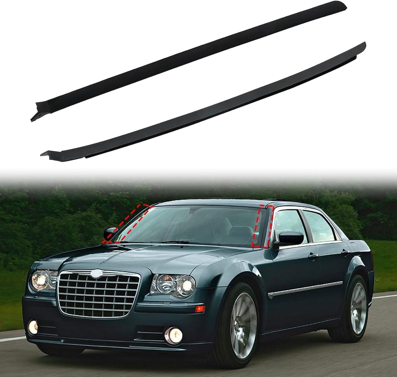 FZJDSD 1Pair Left & Right Side Windshield Pillar Molding Panel 04805889AC 04805889AD Fit for Chrysler 300 2005-2010 Fit for Dodge Charger 2005-2010 Magnum 2005-2008# 04805888AC 04805888AD